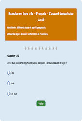 Cours et exercice : Accord du participe passé - Fiches  - Exercice en ligne : 8ème Harmos