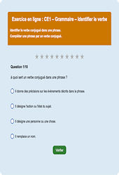 Verbe et son infinitif - Fiches Exercice en ligne  - Fiches Français - Grammaire : 4ème Harmos