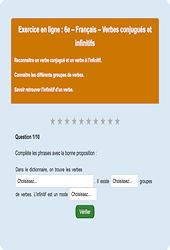 Verbe conjugué - Fiches Exercice en ligne  - Fiches Français - Conjugaison : 8ème Harmos