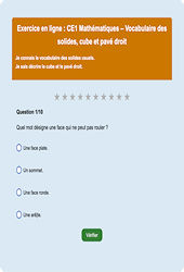Leçon, exercice et évaluation :<br/> Solides et patrons - Fiches  - Exercice en ligne : 4ème Harmos