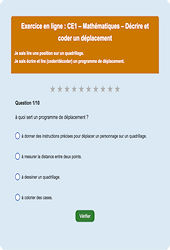 Leçon, exercice et évaluation :<br/> Quadrillage / Plan - Fiches  - Exercice en ligne : 4ème Harmos