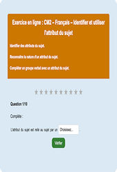 Attribut du sujet - Fiches  - Exercice en ligne : 7ème Harmos