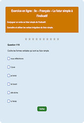 Cours et exercice : Futur de l'indicatif - Fiches  - Exercice en ligne : 9eme Harmos