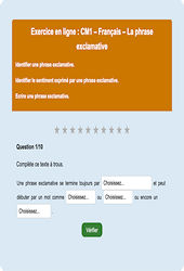 Leçon, exercice et évaluation :<br/> La phrase exclamative - Fiches Formes de phrases - Fiches  - Exercice en ligne : 6ème Harmos