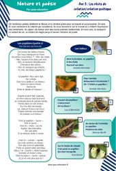 Exercice Nature et poésie (sur les papillons) - Atelier de lecture : 8ème Harmos - PDF à imprimer