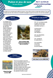 Exercice Poésie et jeux de sons (J. Demeuzes & Jules Laforgue) - Atelier de lecture : 8ème Harmos - PDF à imprimer