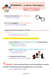 Séquence - Fiche de préparation La phrase interrogative - Séquence complète : 5ème Harmos - PDF à imprimer