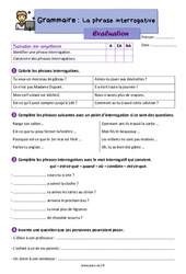 Evaluation La phrase interrogative - Examen Evaluation avec la correction : 4ème Harmos - PDF à imprimer