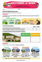 Exercice Les différents paysages à travers le monde - Exercices - Apis & ses amis : 4ème Harmos - PDF à imprimer