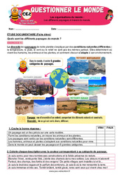 Exercice Les différents paysages à travers le monde - Exercices - Apis & ses amis : 5ème Harmos - PDF à imprimer