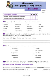 Evaluation Les noms propres et noms communs - Examen Evaluation avec la correction : 4ème Harmos - PDF à imprimer