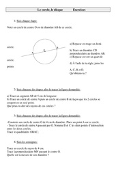 Cercle - Disque - Exercices - Géométrie - Mathématiques : 6ème Harmos - PDF à imprimer