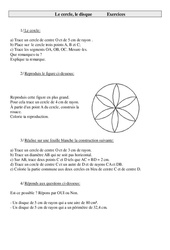 Cercle - Disque - Exercices - Géométrie - 2 : 6ème Harmos - PDF à imprimer