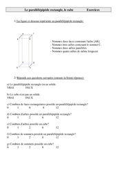 Parallélépipède rectangle, le cube - Exercices - Géométrie : 6ème Harmos - PDF à imprimer