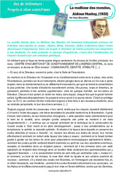 Le meilleur des mondes, Aldous Huxley, (1932) - Littérature : 11ème Harmos - PDF à imprimer