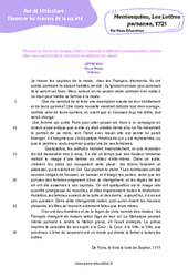 Montesquieu, Les Lettres persanes, 1721 - Littérature : 11ème Harmos - PDF à imprimer