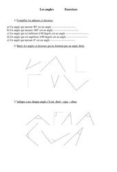 Angles - Exercices - Géométrie : 6ème Harmos - PDF à imprimer