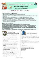 Séquence - Fiche de préparation Respecter les différences et lutter contre les préjugés - Séquence - Fiche de préparation - EMC : 4ème Harmos - PDF à imprimer