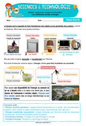 Leçon Les différentes formes d’énergie - Cours, Leçon - Edith Eprouvette : 6ème Harmos - PDF à imprimer