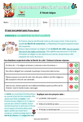 Exercice À l’école laïque - Exercices - EMC : 7ème Harmos - PDF à imprimer
