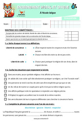 Evaluation À l’école laïque - Examen Evaluation - EMC : 7ème Harmos - PDF à imprimer