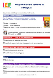 IEF Instruction En Famille, École à la maison pour la Semaine 21 - école à la maison IEF - Fiches  : 10ème Harmos