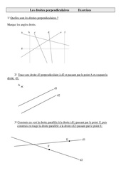 Droites perpendiculaires - Exercices - Géométrie - Mathématiques : 6ème Harmos - PDF à imprimer