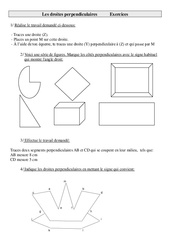 Droites perpendiculaires - Exercices - Géométrie : 6ème Harmos - PDF à imprimer