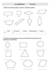 Quadrilatères - Exercices : 6ème Harmos - PDF à imprimer