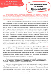 Exercice Une jeunesse au temps de la Shoah (Simone Veil) - Littérature : 11ème Harmos - PDF à imprimer