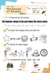 Vidéo interactive /st/ - Carousel of Sounds - Vidéo interactive + Fiche : 2ème Harmos, 3eme, 4ème, 5ème, 6ème, 7ème Harmos