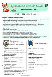Responsabilité et civilité - Séquence - Fiche de préparation - EMC : 4ème Harmos - PDF à imprimer