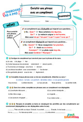 Enrichir une phrase avec un complément - Exercices Pas à Pas : 5ème Harmos - PDF à imprimer