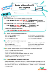 Repérer le(s) complément(s) dans une phrase - Exercices Pas à Pas : 5ème Harmos - PDF à imprimer