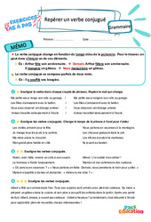 Repérer un verbe conjugué - Exercices Pas à Pas : 5ème Harmos - PDF à imprimer