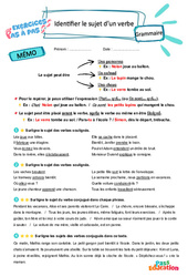 Identifier le sujet d’un verbe - Exercices Pas à Pas : 5ème Harmos - PDF à imprimer