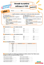 Arrondir les nombres inférieurs à 1 000 - Exercices Pas à Pas : 5ème Harmos - PDF à imprimer