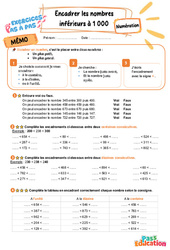 Encadrer les nombres inférieurs à 1 000 - Exercices Pas à Pas : 5ème Harmos - PDF à imprimer