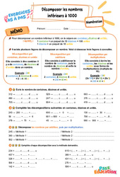 Décomposer les nombres  inférieurs à 1000 - Exercices Pas à Pas : 5ème Harmos - PDF à imprimer