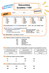 Écrire en lettres les nombres < 1 000 - Exercices Pas à Pas : 5ème Harmos - PDF à imprimer