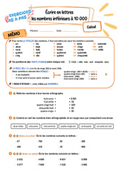 Écrire en lettres les nombres inférieurs à 10 000 - Exercices Pas à Pas : 5ème Harmos - PDF à imprimer