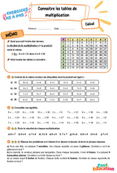 Connaître les tables de multiplication - Exercices Pas à Pas : 5ème Harmos - PDF à imprimer