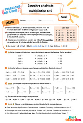 Connaître la table de multiplication par 5 - Exercices Pas à Pas : 5ème Harmos - PDF à imprimer