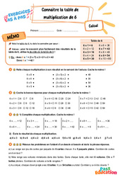 Connaître la table de multiplication par 6 - Exercices Pas à Pas : 5ème Harmos - PDF à imprimer