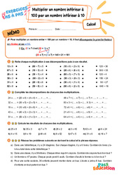 Multiplier un nombre inférieur à 100 par un nombre inférieur à 10 - Exercices Pas à Pas : 5ème Harmos - PDF à imprimer