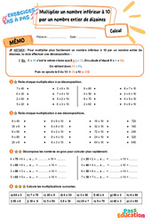 Multiplier un nombre inférieur à 10 par un nombre entier de dizaines - Exercices Pas à Pas : 5ème Harmos - PDF à imprimer