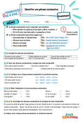 Identifier une phrase exclamative - Exercices Pas à Pas : 7ème Harmos - PDF à imprimer