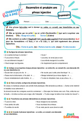 Reconnaitre et produire une phrase injonctive - Exercices Pas à Pas : 7ème Harmos - PDF à imprimer