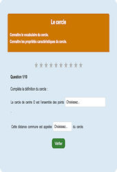 Le cercle - Fiches Exercice en ligne  - Fiches Mathématiques - Espace et géométrie : 8ème Harmos