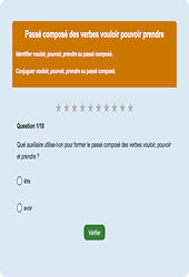 Passé composé vouloir pouvoir prendre - Fiches Exercice en ligne  - Fiches Français - Conjugaison - Étude de la langue : 4ème Harmos